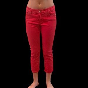 White House Black Market Red Denim Crop pants